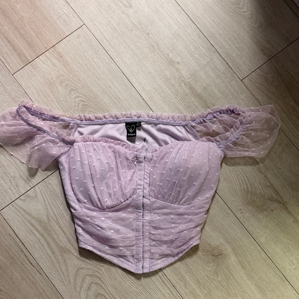 Windsor Light Purple Corset Style Off-Shoulder Blouse